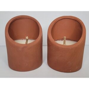 2 Boston Warehouse Terracotta Oval Candle Pot City Light Style Outdoor Decor VTG